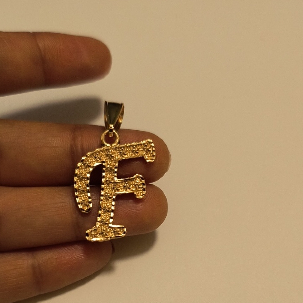Gold Initial F Pendant / Gold Plated